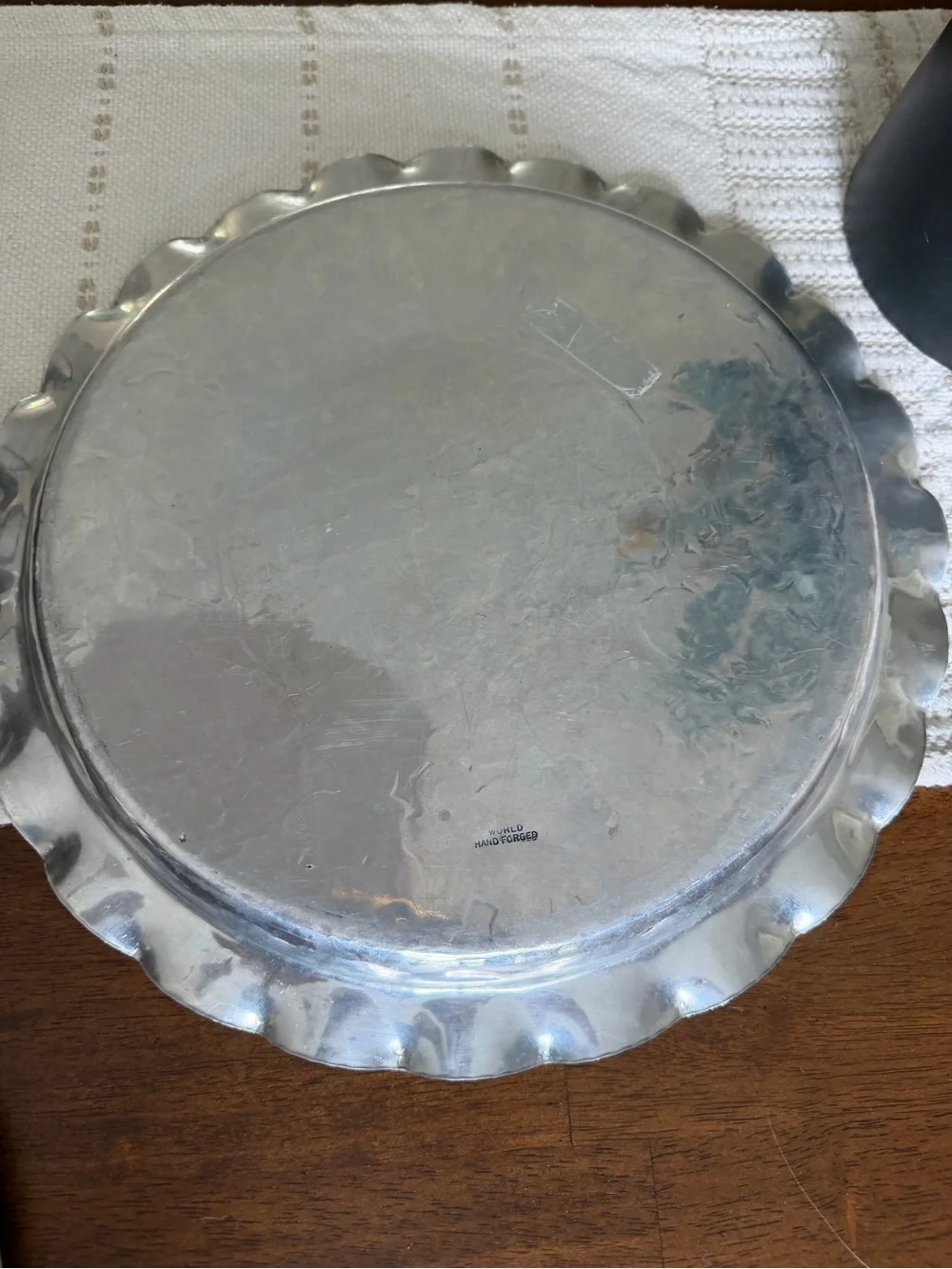 Vintage Mid-Century Hammered Aluminum Serving Tray.